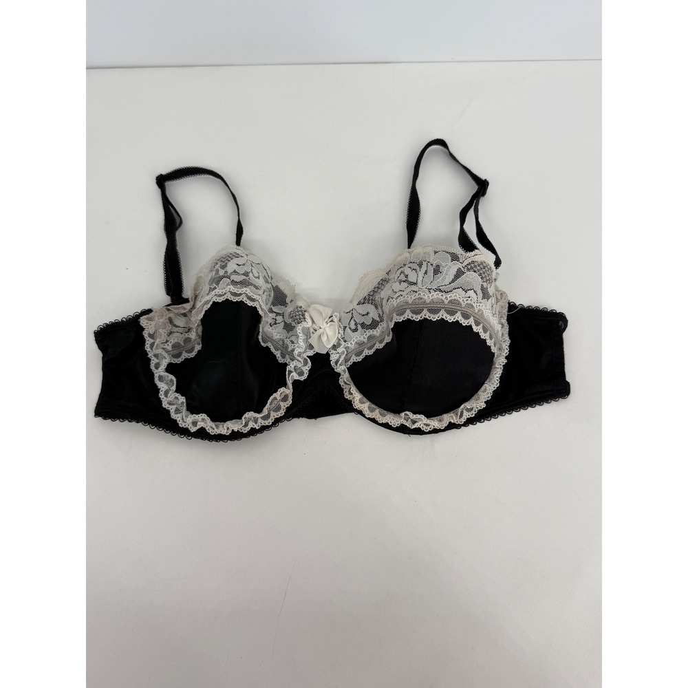 Smart & Sexy Black White Lace Underwire Bra Sz 36C Adjustable Straps Womens
